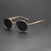 New light luxury round metal sunglasses men's and women's gold thin frame retro literary and versatile trend glasses