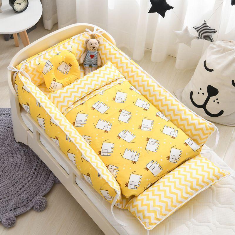 Foldable Portable Baby Crib: Anti-Pressure, Anti-Startle Pure Cotton Sleeping Bed