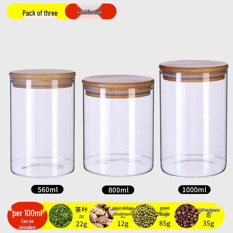 Food-Grade Borosilicate Glass Tea Canister for Coffee, Flower Tea, and Powder - Moisture-Proof Storage Jar