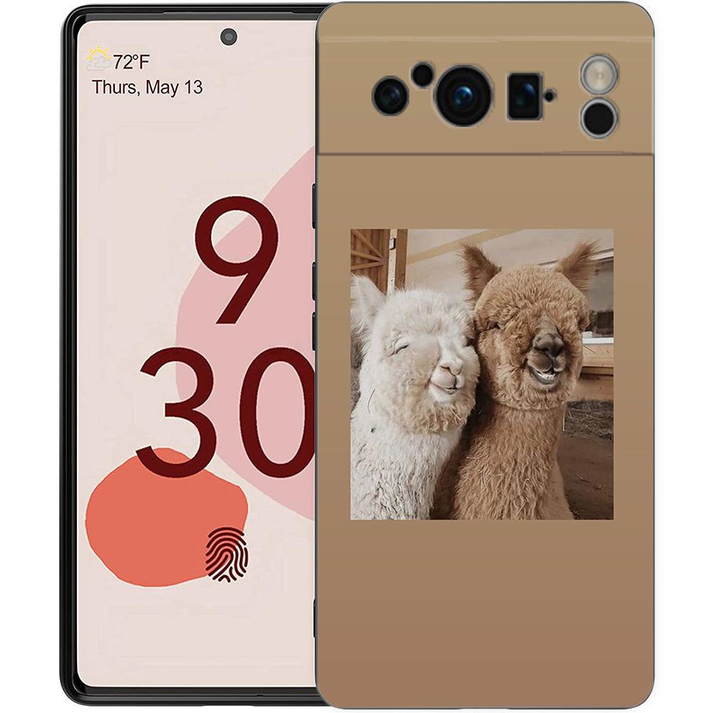 Kawaii Alpaca lovely Phone Case For Google pixel 9 8 7 6 Pro 8A 6A 7A 5G Silicone Shockproof Black Cover Fundas