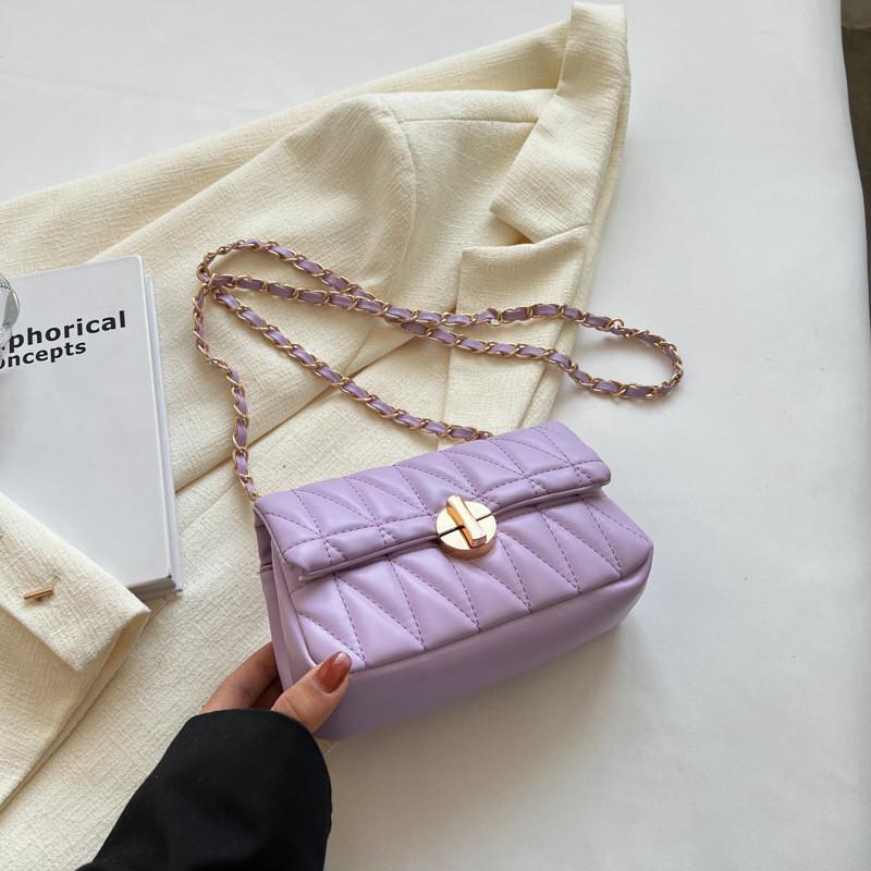 Trendy Quilted Square Shoulder Bag For Women 2023 Fashion Pu Leather Chain Crossbody