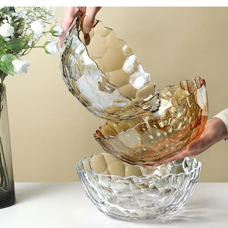 Transparent Glass Fruit Plate Snack Basket Modern Living Room Coffee Table Home Crystal
