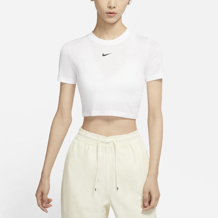 Nike Crop Tops Women's White Crew Neck Moderate DD1329-100