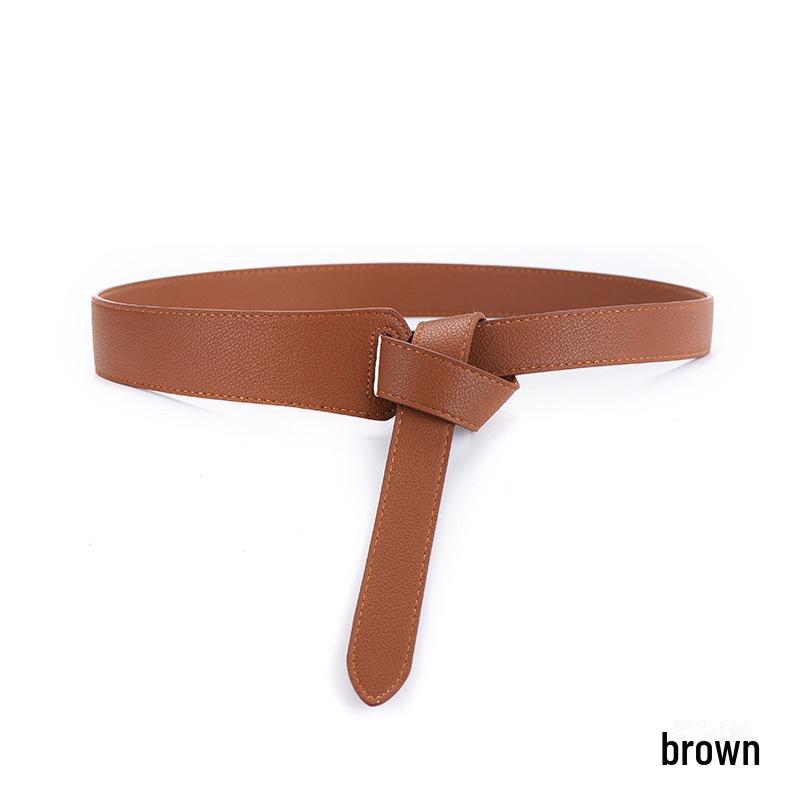 

«Корейский модный пояс для рубашек с узлом — универсальный женский пояс для талии, подходящий к тренду юбки» 118 коричневый