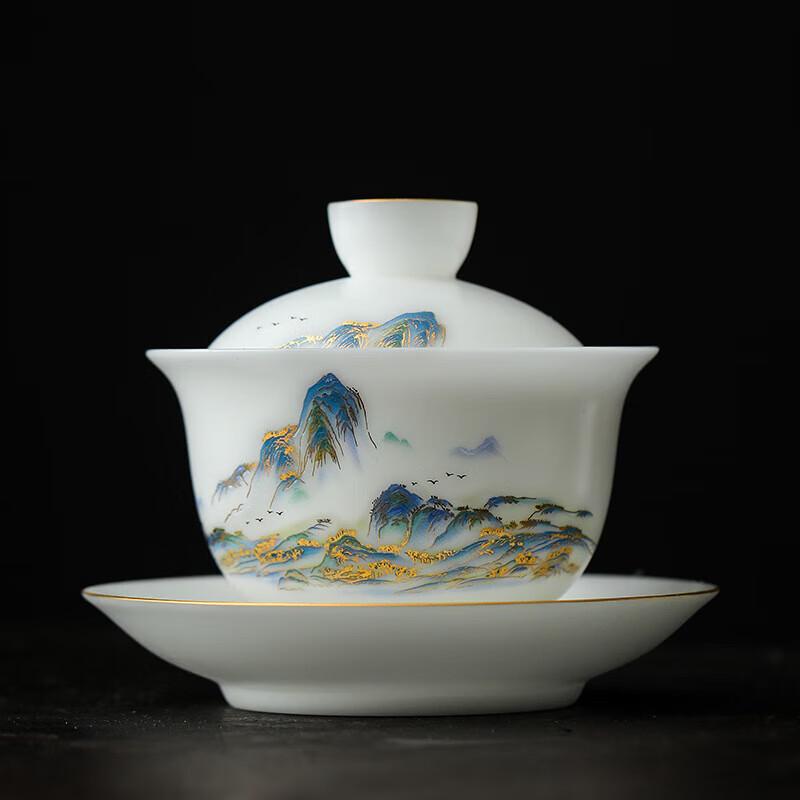 Qianli Jiangshan Ice Jade Porcelain Kung Fu Tea Set