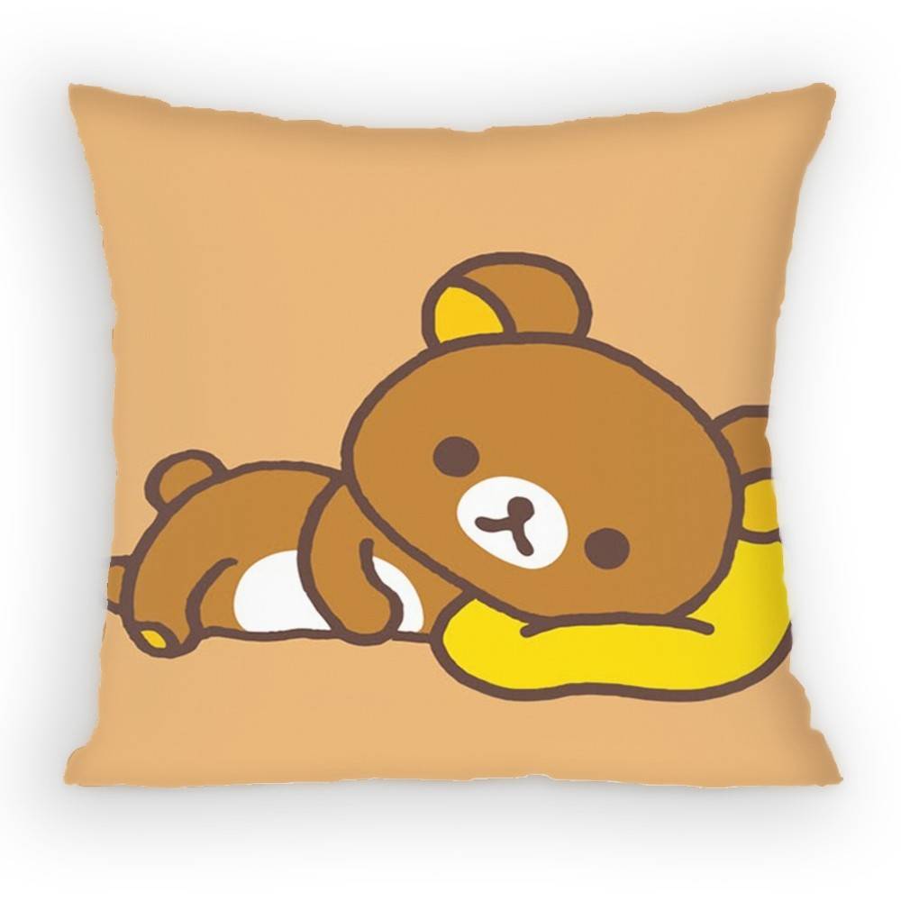 Cute Cartoon Rilakkuma Kawaii Bear Pillow Case Sofa Living Room Bedroom Headboard Backrest Cushion Square Cushion Nap Time