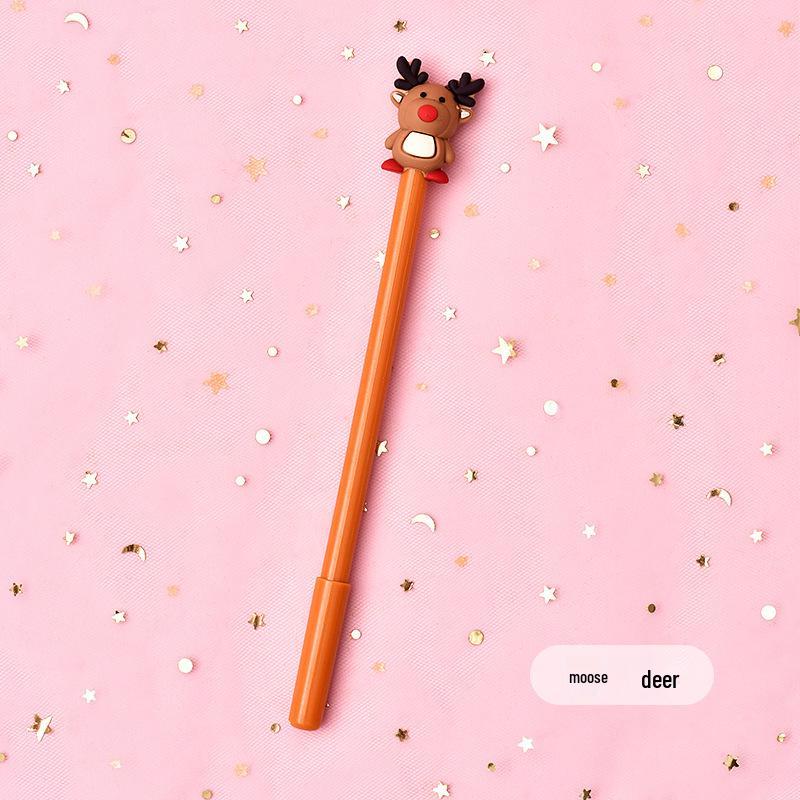 Festive Cartoon Christmas Pen: Cute Black Ink for Students