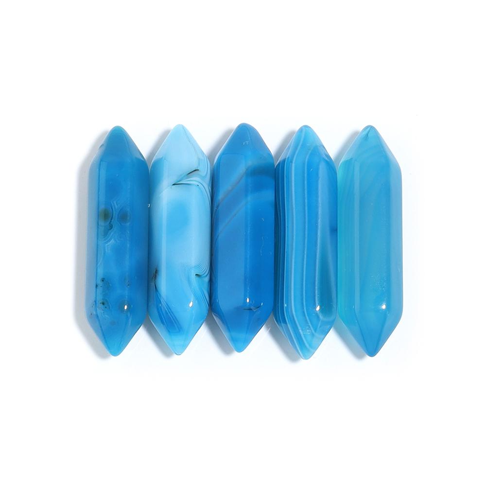 5Pcs Natural Stone Emperor Stone Agate Tiger Eye Hexagonal Column No Hole Stone For DIY Handmade Necklace Pendant Jewelry Making