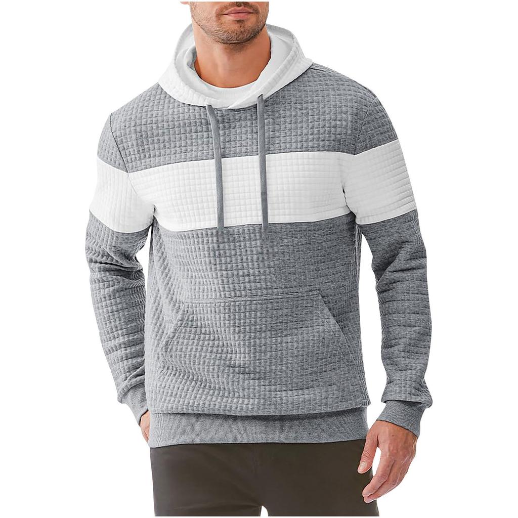 Herrenmode Sweatshirt Herren Kordelzug Gerippter Abschluss Tasche Kapuzenpullover