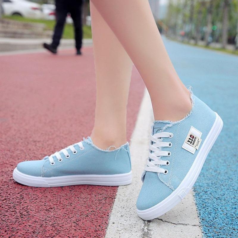 canvas shoes new women's spring little white shoes flat baseplate shoes lazy shoes half a tray