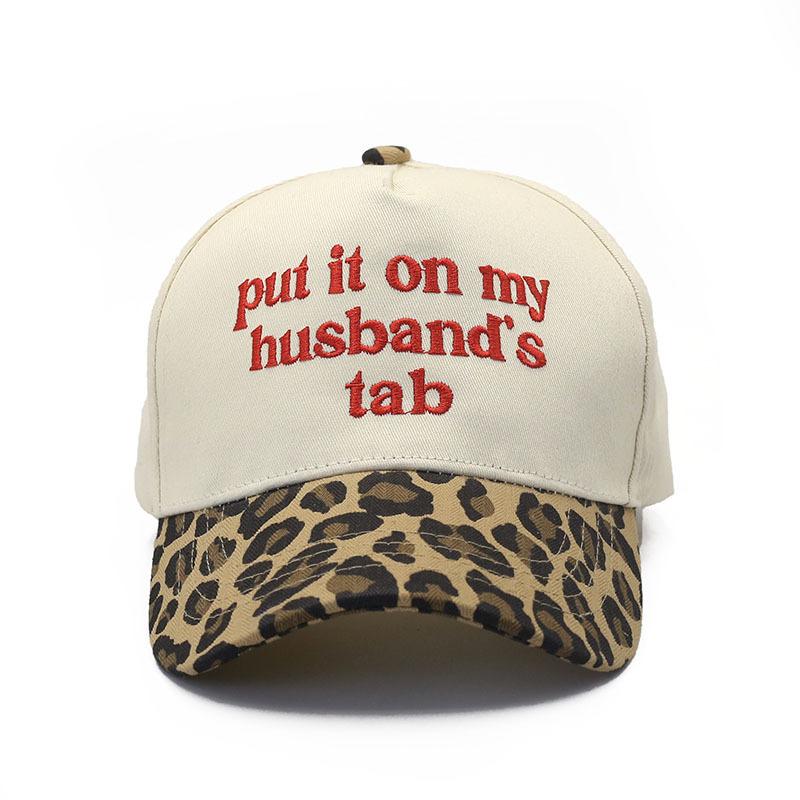 European and American Fashion Retro Letter Embroidery Cap Men's and Women's Leopard Print Cotton Cloth Color Matching Baseball Cap Street Visor Hat