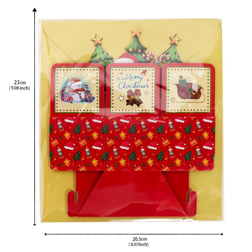 3D Pop-Up Christmas Cards Santa Design Hexagonal Holiday Ornaments with Envelopes for Home, Party, Wedding Decoration