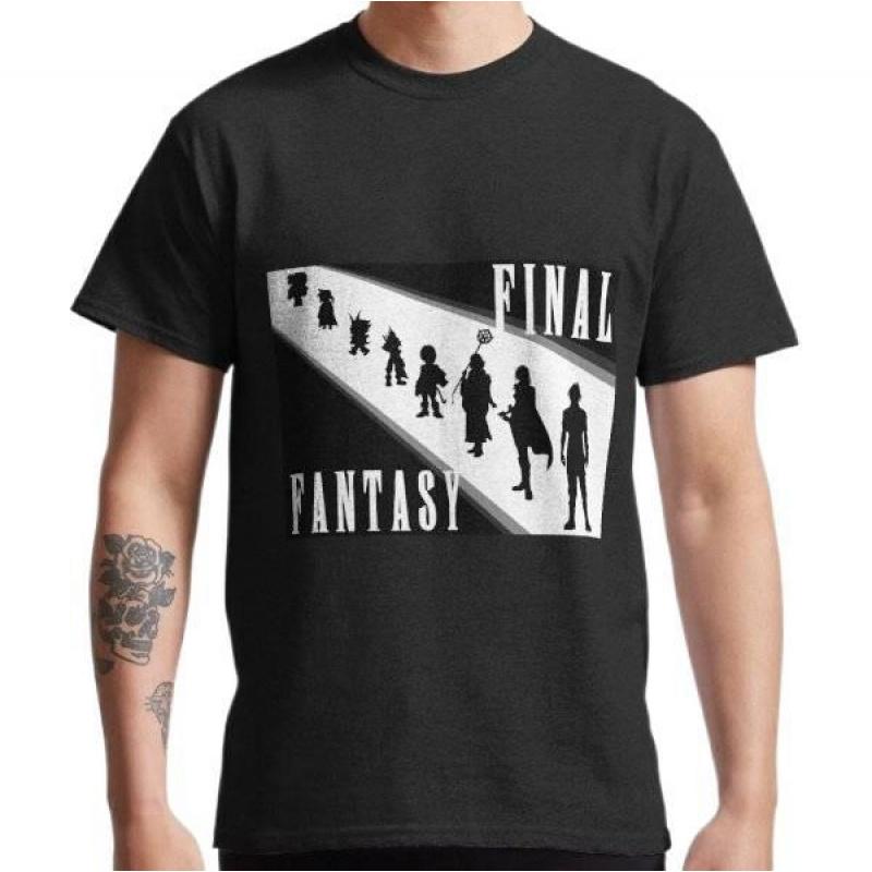 Final Fantasy History Gift t shirt for RPG gamer 100 cotton printed tee Mens Short Sleeve Graphic Clothes All size tops S6XL