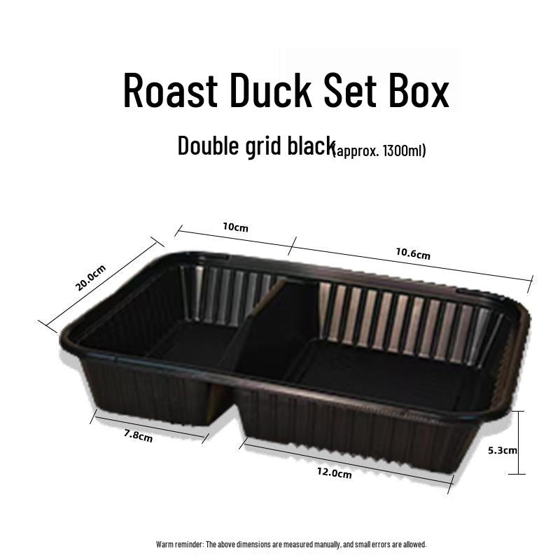 

Одноразовое блюдо нарезанной пекинской утки с крышкой - Разделенная коробка для еды на вынос, тушеного мяса, холодных закусок Trial Two-compartment 1300ml Lid (10 sets)