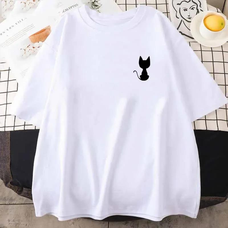 2024 Katzen-Print T-Shirt Sommer Sport Jogging Top Kurzarm Outdoor Mode T-Shirt Locker Weiches Shirt Lässige T-Shirts