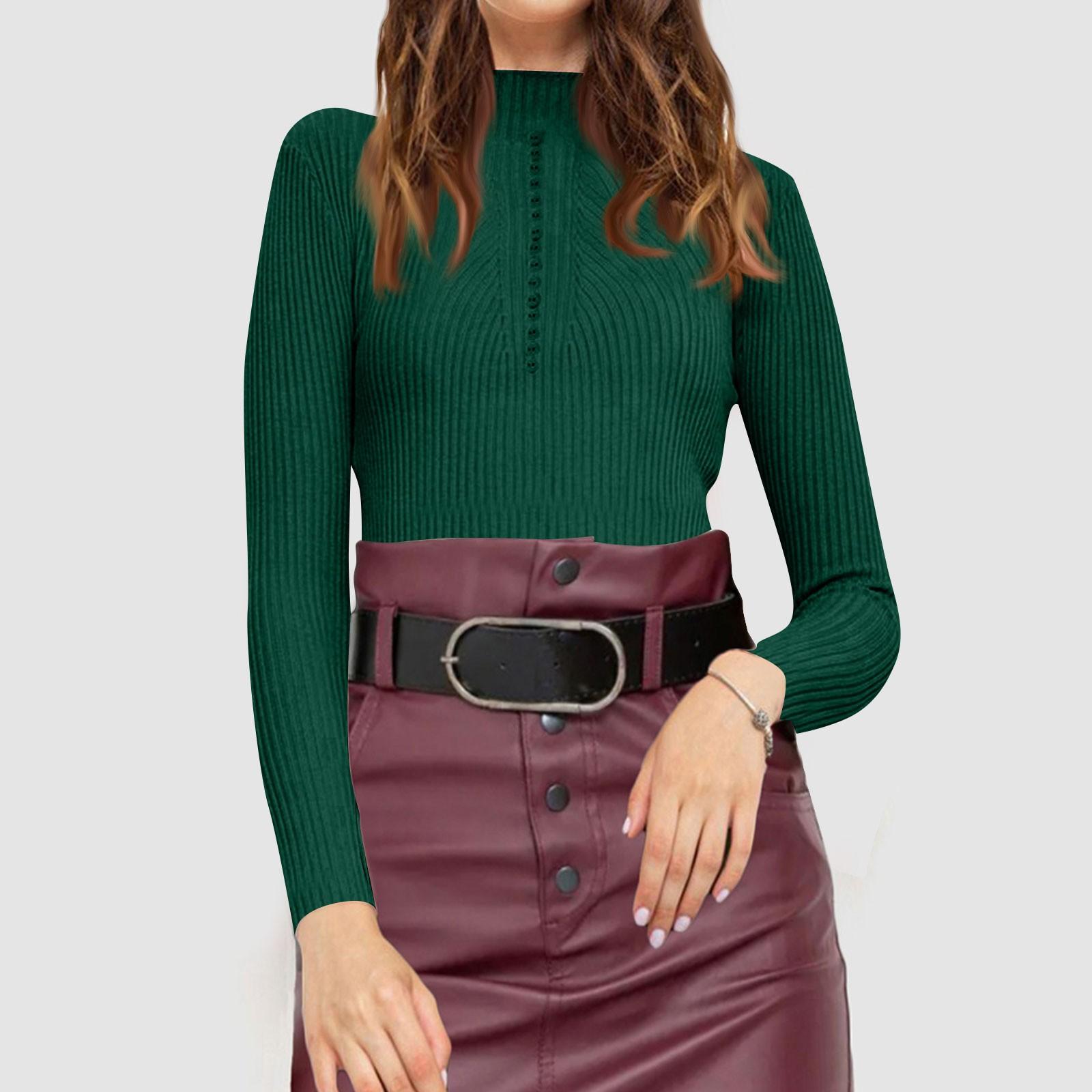 

Женский модный повседневный однотонный свитер с длинным рукавом, тонкий свитер, пуловер, топ S