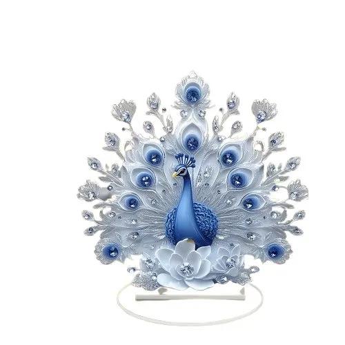 2D Peacock Display Tabletop Ornament For Home Living Room And Study Decoration