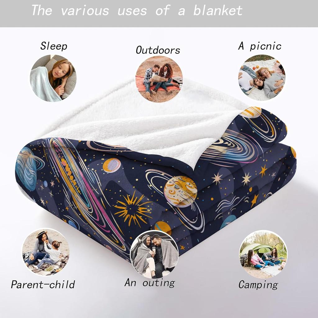 Celestial Throw Blanket - Ultra Soft, Cozy Lightweight Flannel,Planets and Starry Sky Blankets - Gifts for Kids Boys & S
