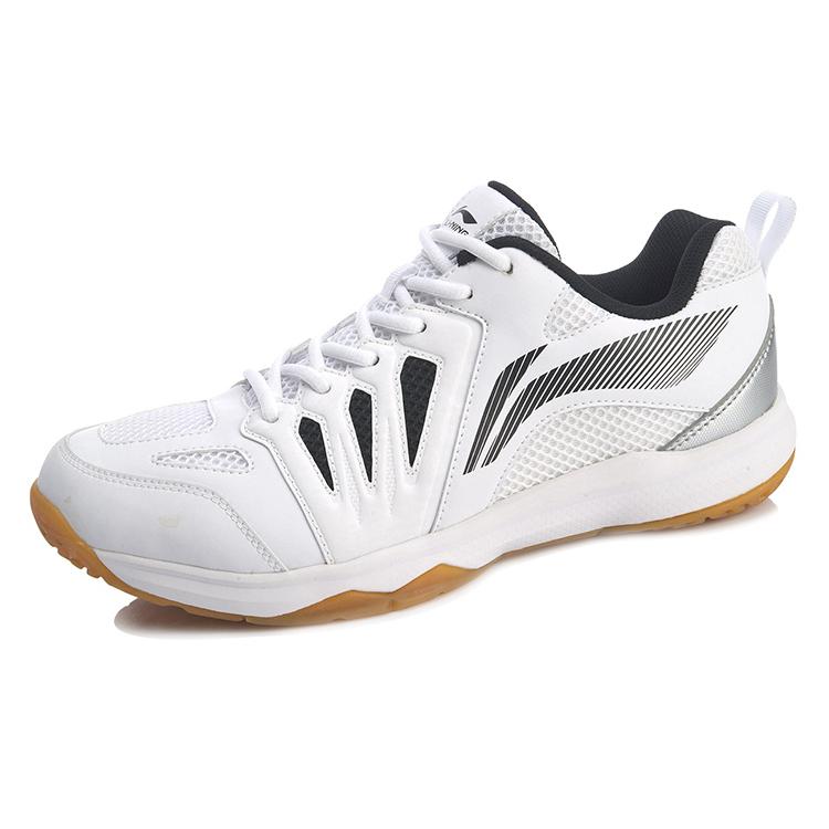 Li Ning Ace Dämpfung Rutschfest Abriebfest Atmungsaktiv Niedrig geschnittene Badminton-Schuhe Herren Weiß AYTP011-4