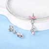Charms Original Copper Cat Pink Heart Pendant Beads Fit Bracelet Women Jewelry Diy Fine Gift Accessory
