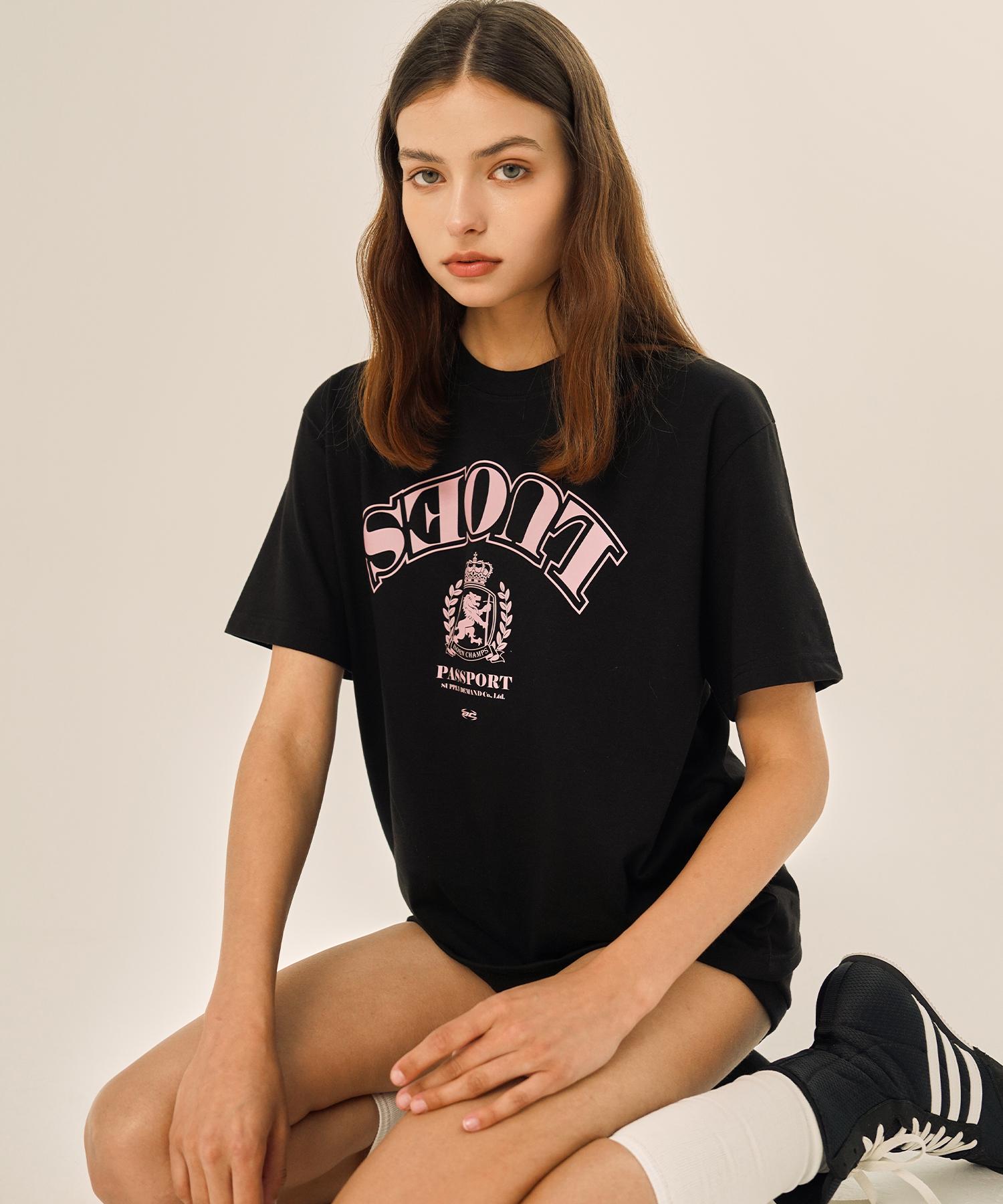 Bonchams Reverse Seoul Logo Short Sleeve T-Shirt B24St10Bk Black/S