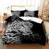 Leopard Duvet Cover Set King Size 3D Animal Print Bedding Set Wildlife Polyester Comforter Cover Set Red Rose For Kids Boys Girl