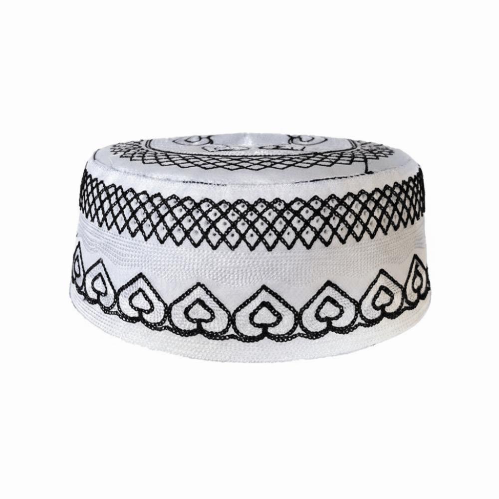 

Round Islam Flat Cap Breathable Worshipping Hat Turban Hats Embroider Bonnet Beanie Outdoor M чёрный