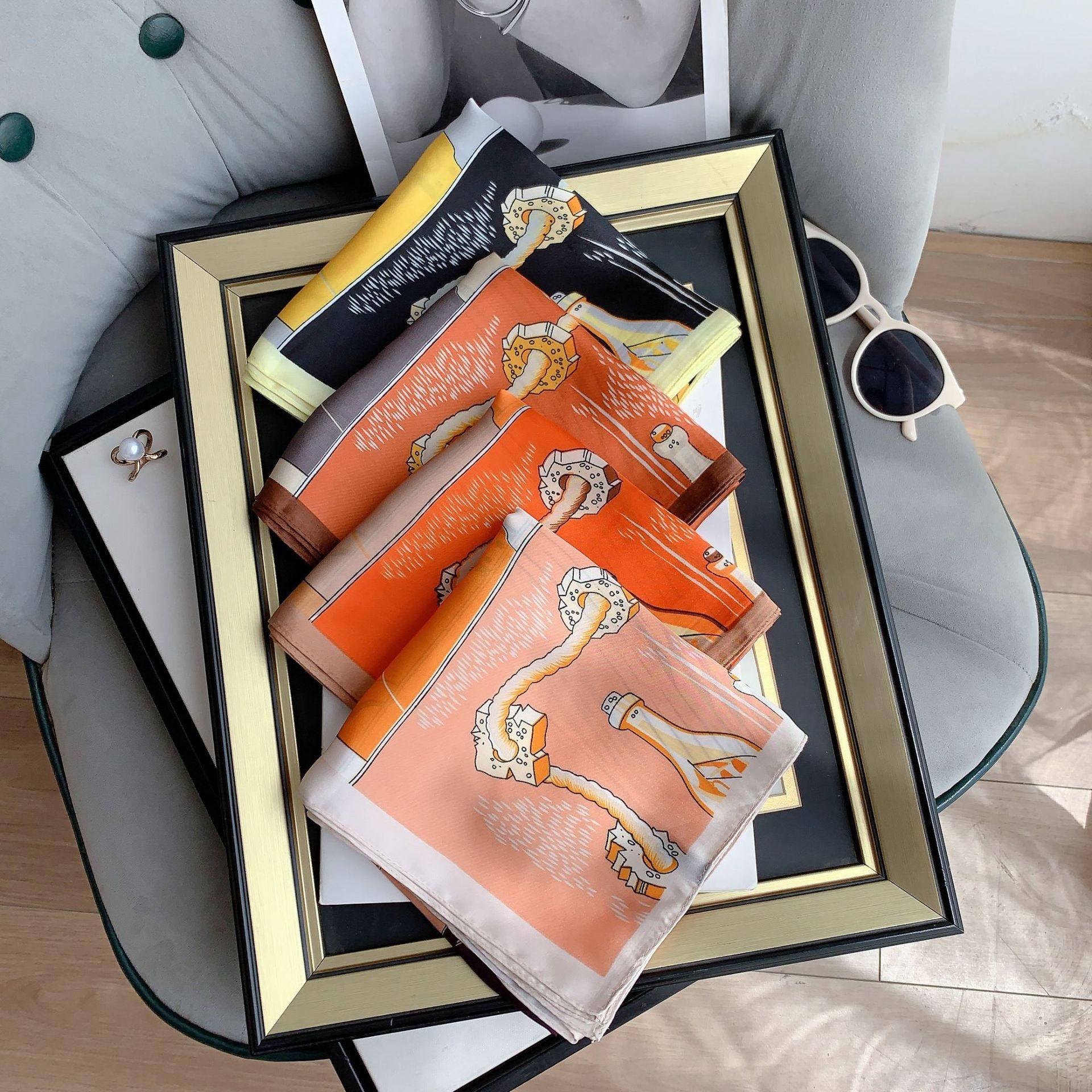 

High sense 70 small square scarf silk scarf fashion commuter professional decoration scarf simulation silk versatile headband headscarf 70*70