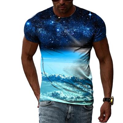 Moda de vară Imagine creativă Tricou bărbați Guler rotund Topuri cu mânecă scurtă Stele spațiale Sistem solar Interstelar Meteor Mercur