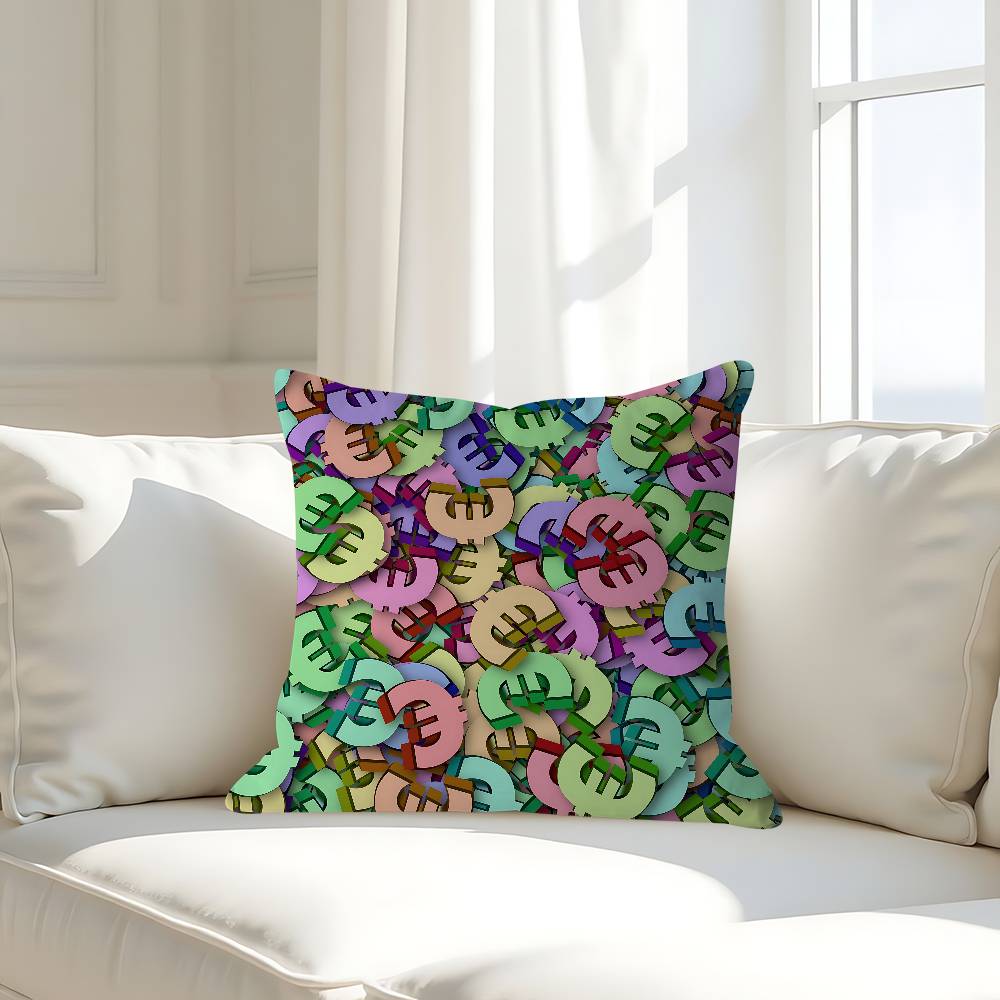 Cartoon Currency Pillow Case Removable Washable Cushion Cover – All-Season Soft Linen