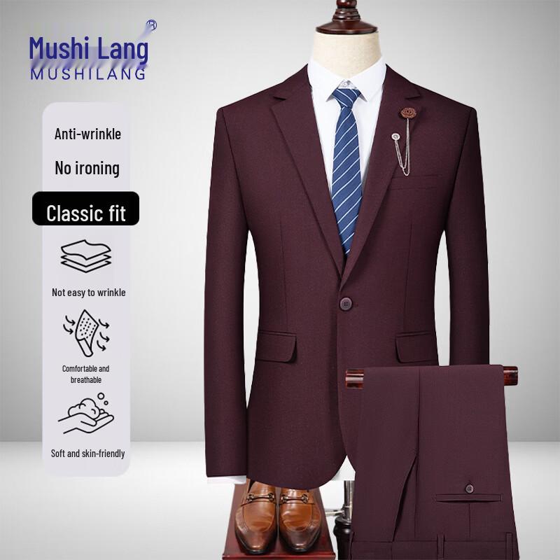 MUSHILANG Men s Slim Fit Formal Suit Set 50 (180cm)
