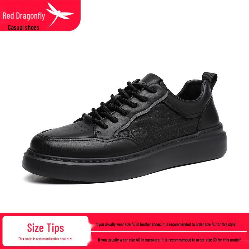 Red Dragonfly Men s Leather Non-slip Waterproof Casual Black Shoes 40