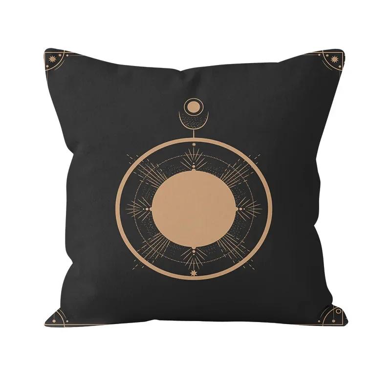 Bohemian Black Sun and Moon Printed Pattern Pillowcase Home Living Room Sofa Decoration Cushion Cover
