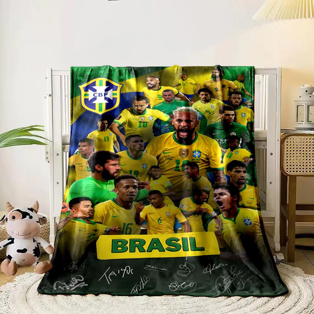 Brazil Football Team Designed Flannel blanket for bedroom, living room, sofa, and nap