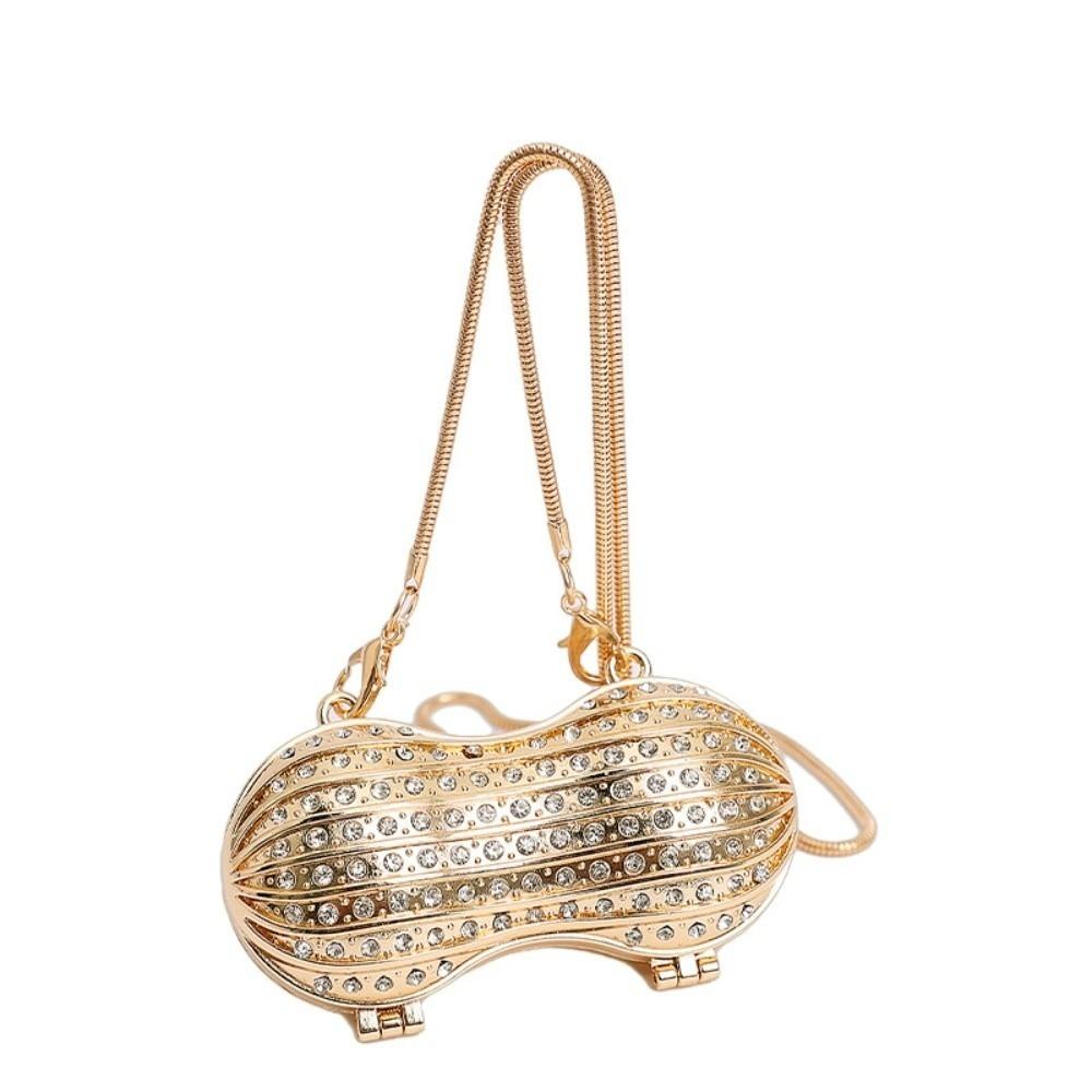 

Luxury Creative MIni Peanut Bag Magnetic Snap Acrylic Crystal Peanut Sling Bag Alloy Lightweight Cross Body Bag Party золотой