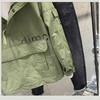 Japanese Style Casual Solid Color Hooded Jacket with Trendy Printed Lettering for Men