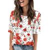 Shirts For Women Trendy Round Neck Button T Shirts Printed  Blouse Half Sleeve Tops For Women