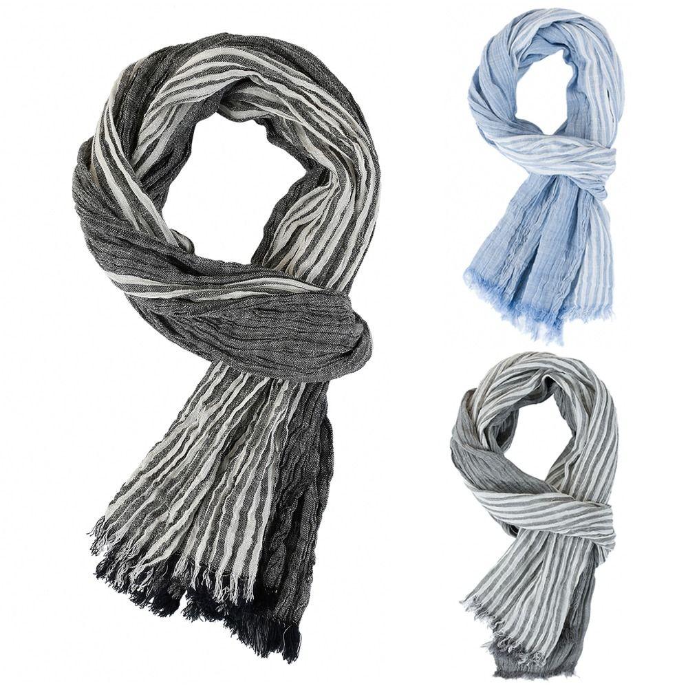 Cotton Linen Yarn-dyed Winter Men Scarf Tassel Male Accessories High Quality Neckerchief  Wrap