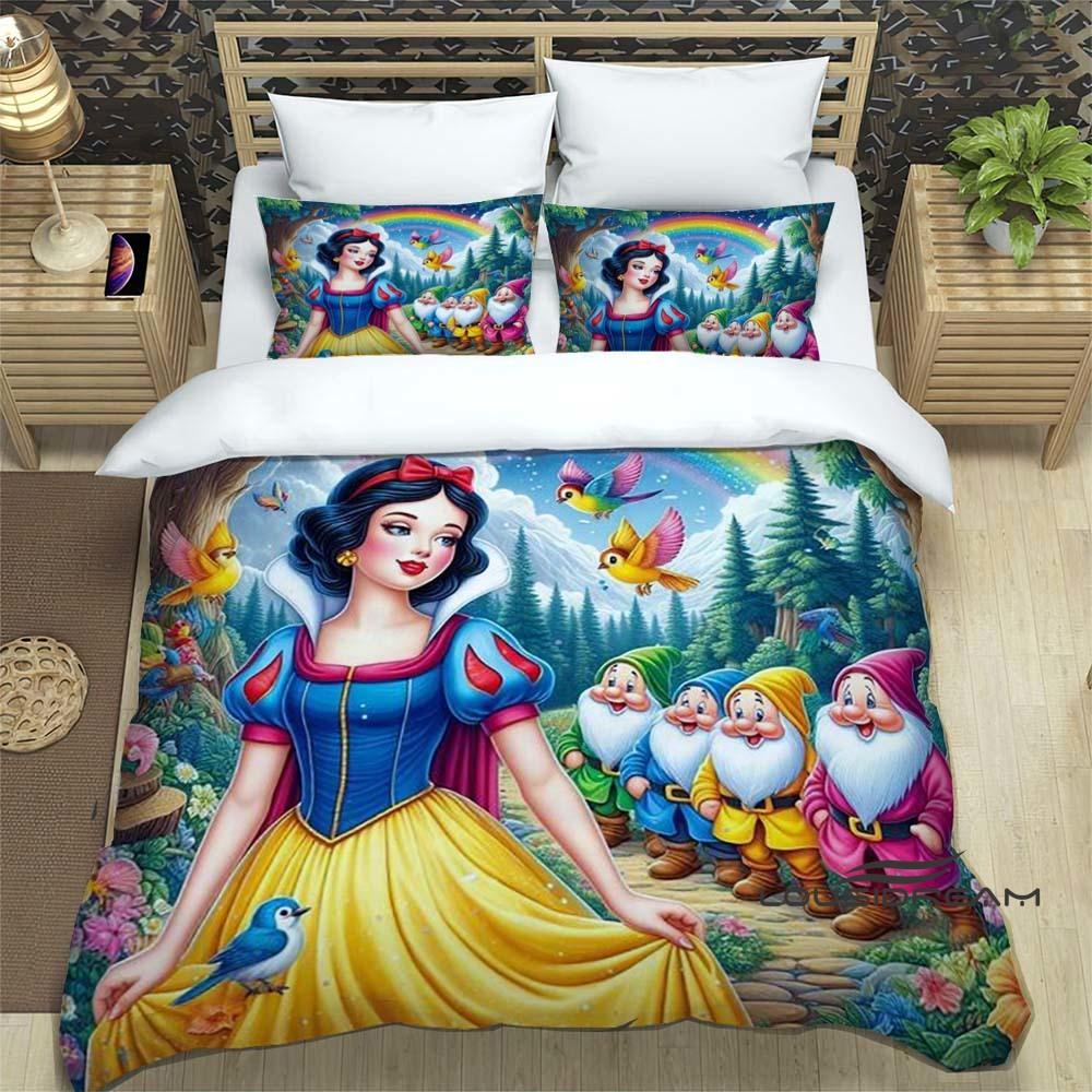 

Snow White and the Seven Dwarfs bedding set, 3D printed cartoon pattern duvet cover, soft and comfortable, extra-large size, 135X200cm