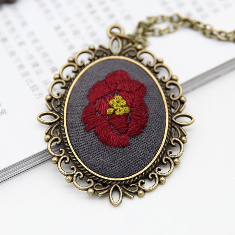 Hand Embroidered DIY Necklace Material Pack Fabric Flower Lu Embroidery Vintage Sweater Chain Fabric Embroidery