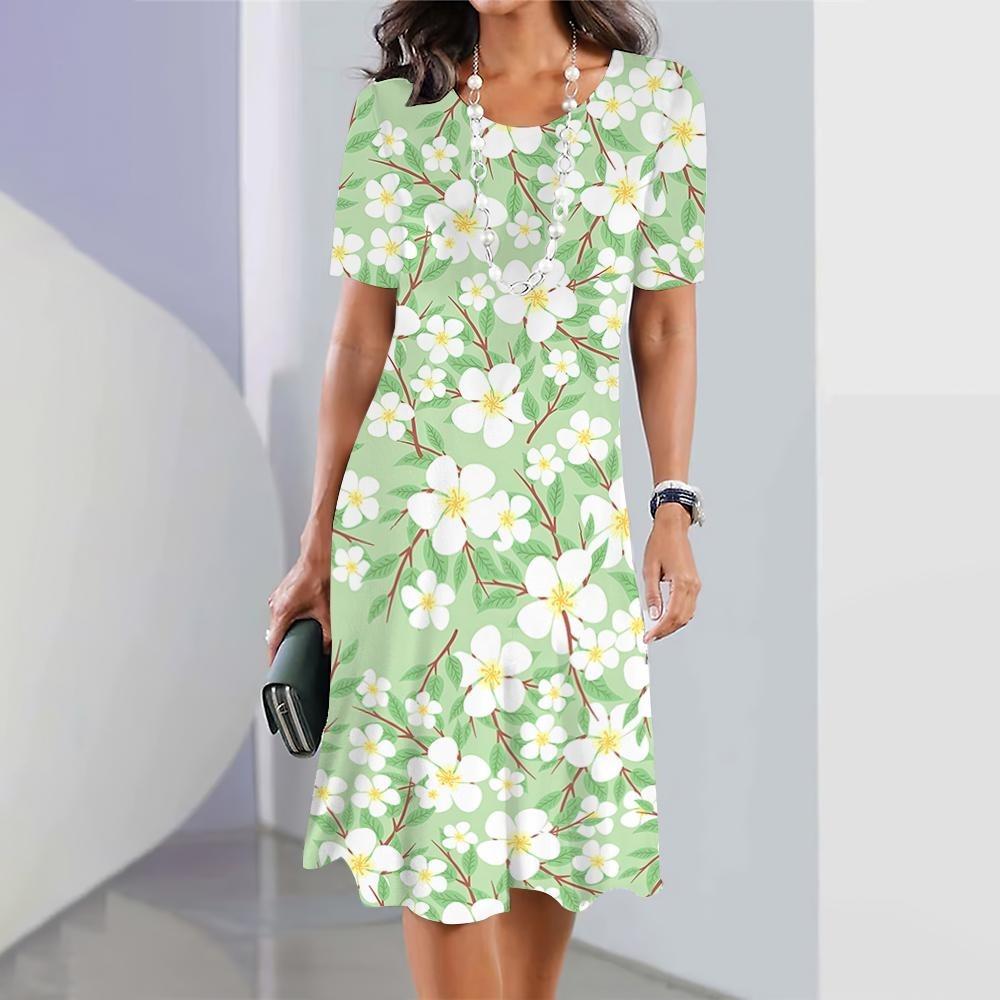 New Daisy Print Women's Dress Plus Size Elegant Long Skirt Women's Clothing