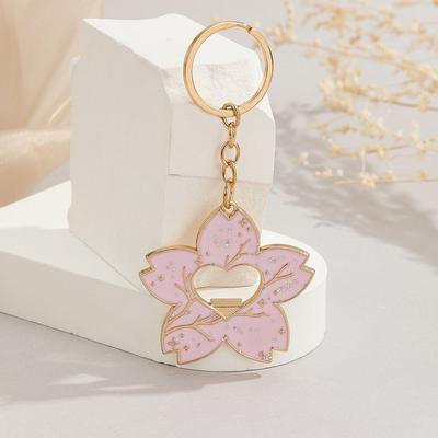 New Pink Sakura Metal Keychain Multifunctional Portable Car Key Chain Metal Car Key Ring Gifts