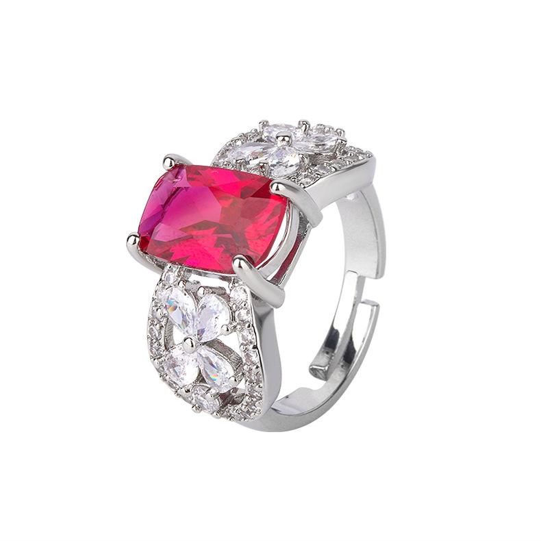 Fashion Simulation Paraiba Tourmaline Ring Women's Emerald Ruby Open Index Finger