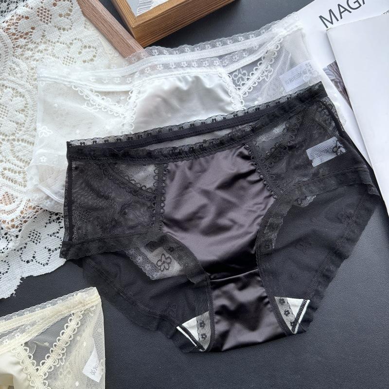 

Женское весенне-летнее нижнее белье с сеткой, ледяным шелком, полым дизайном и ощущением зрелости в области талии XL чёрный