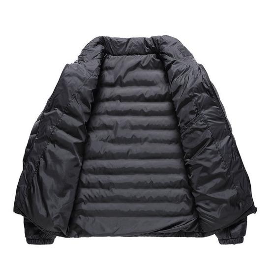 Men Cotton Coat Stand-Up Collar Long Sleeve Solid Color Quilted Jacket