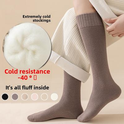 Lange Strümpfe, Kaschmir-Wärmeausrüstung, Wollsocken, Verdickte und gefleecte Waden für Frauen im Winter