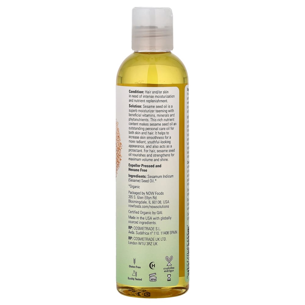 Now Foods Now Solutions Certified Sesame Oil 237ml (8 fl oz)