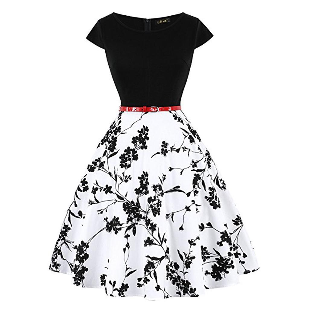 Women's Sunskirt Summer Dress Pullover Round Neck Printed Slim Fit Short Sleeve Dress Beach Dress Plus Size