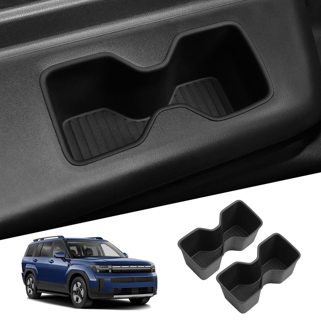 For Hyundai Santa Fe 6/7 Seats 2024-2026 (3 Row Only) Door Side Cup Holder Insert Cup Box Shock-Absorbing Storage TPE Tidying