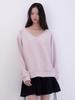 INNERMUSEUM Lettering Deep V-Neck Sweatshirt (Pink/Double Brushed)